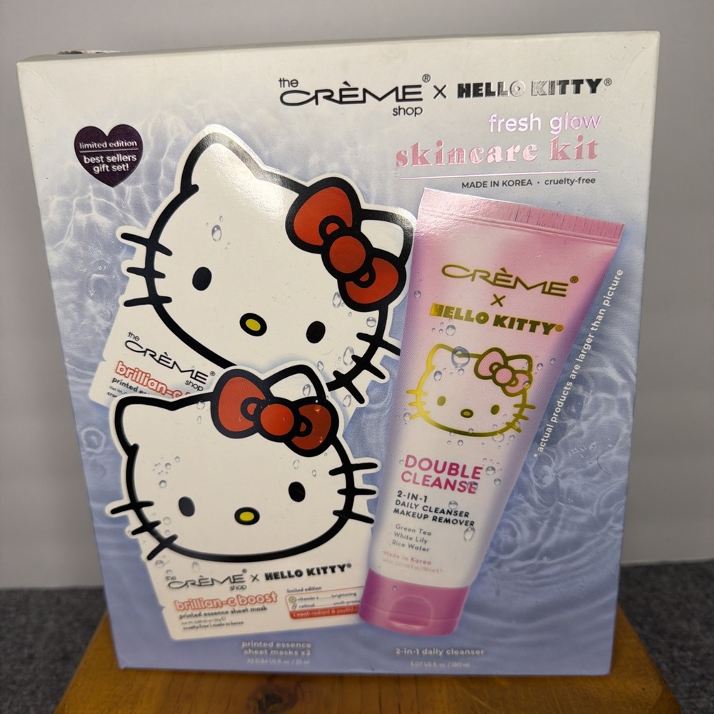 The Creme Shop x Hello Kitty Fresh Glow Skincare Kit/Double Cleanse + Sheet Mask